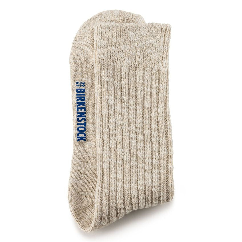 Birkenstock Cotton Slub W Beige White גרבי בירקנשטוק לנשים