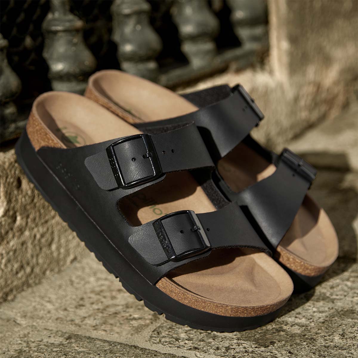 Birkenstock Arizona PAP Flex Platform Black כפכפי בירקנשטוק לנשים אריזונה פלקס שחור