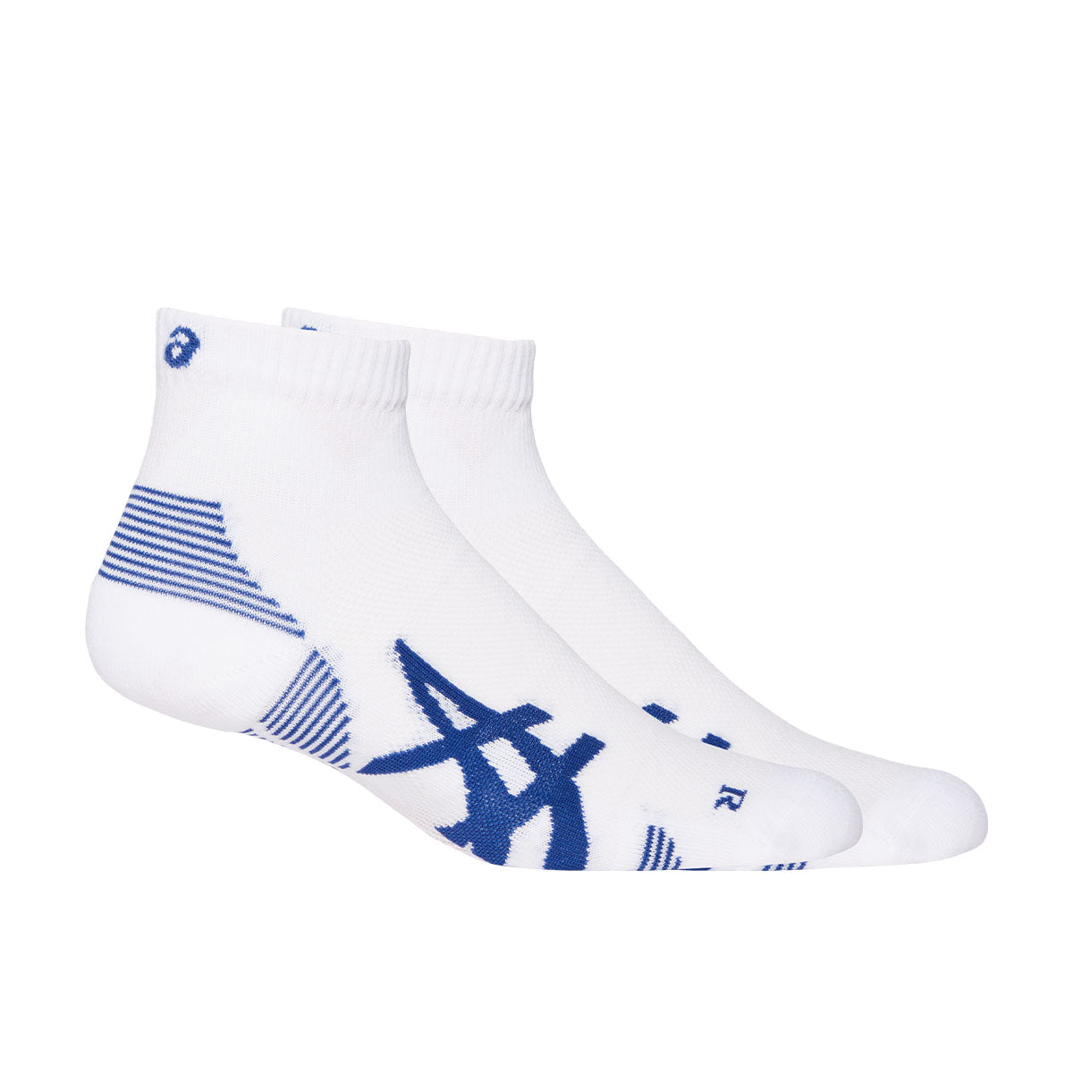 Asics 2Ppk Cushion Run Quarter Sock White Asics Blue גרבי אסיקס