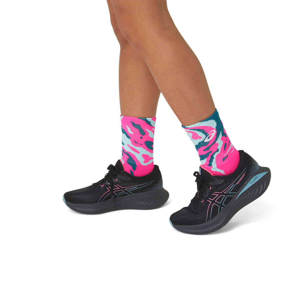 Asics Run Crew Sock Aquamarine Hot Pink גרבי אסיקס