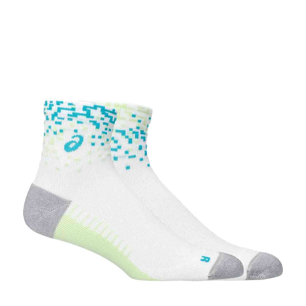 Asics Performance Run Quarter Sock Unisex White Energy Aqua גרבי ריצה אסיקס