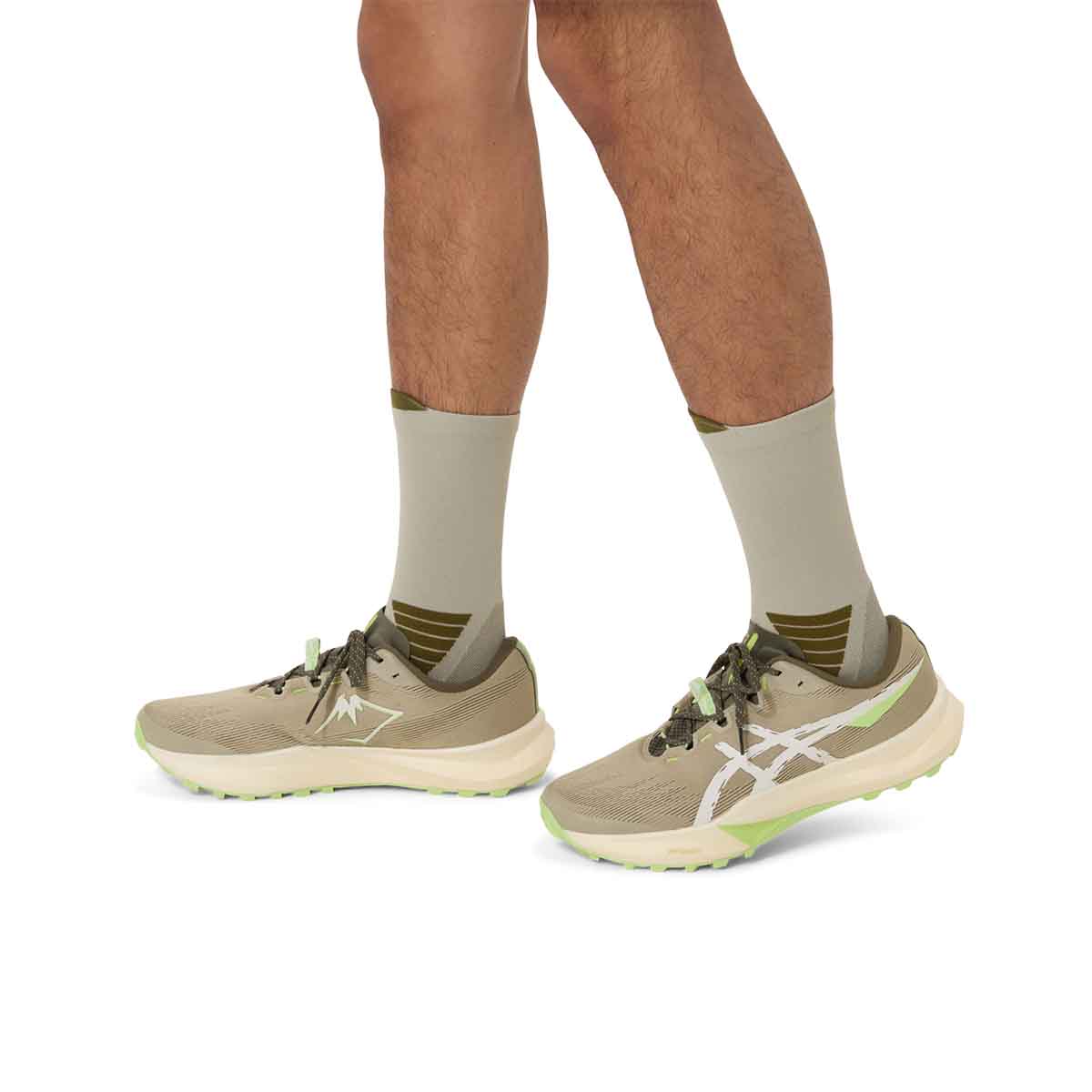 Asics Elite Fujitrail Crew Sock Unisex Khaki גרבי ריצה גבוהים