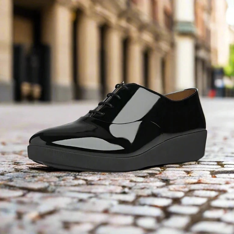 Fit-Flop F-Pop Oxford Patent Black Women פיט פלופ פ-פופ אוקספורד שחור לק נשים