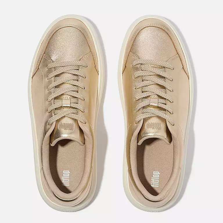 Fit Flop Rtg Metallic-Leather Sneakers Platino סניקרס פיט פלופ סניקרס לנשים