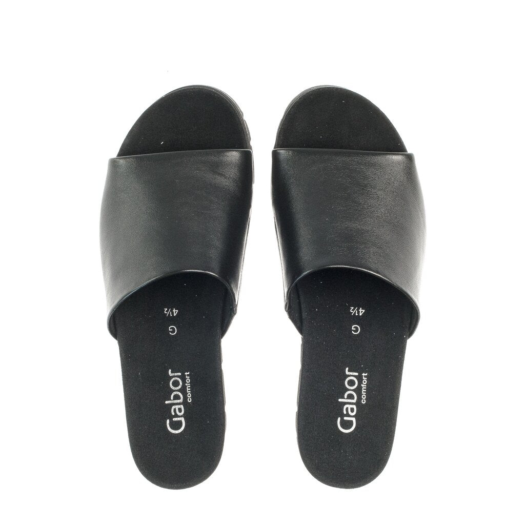 Gabor SLIPPER SMOOTH LEATHER BLACK כפכפי גאבור לנשים