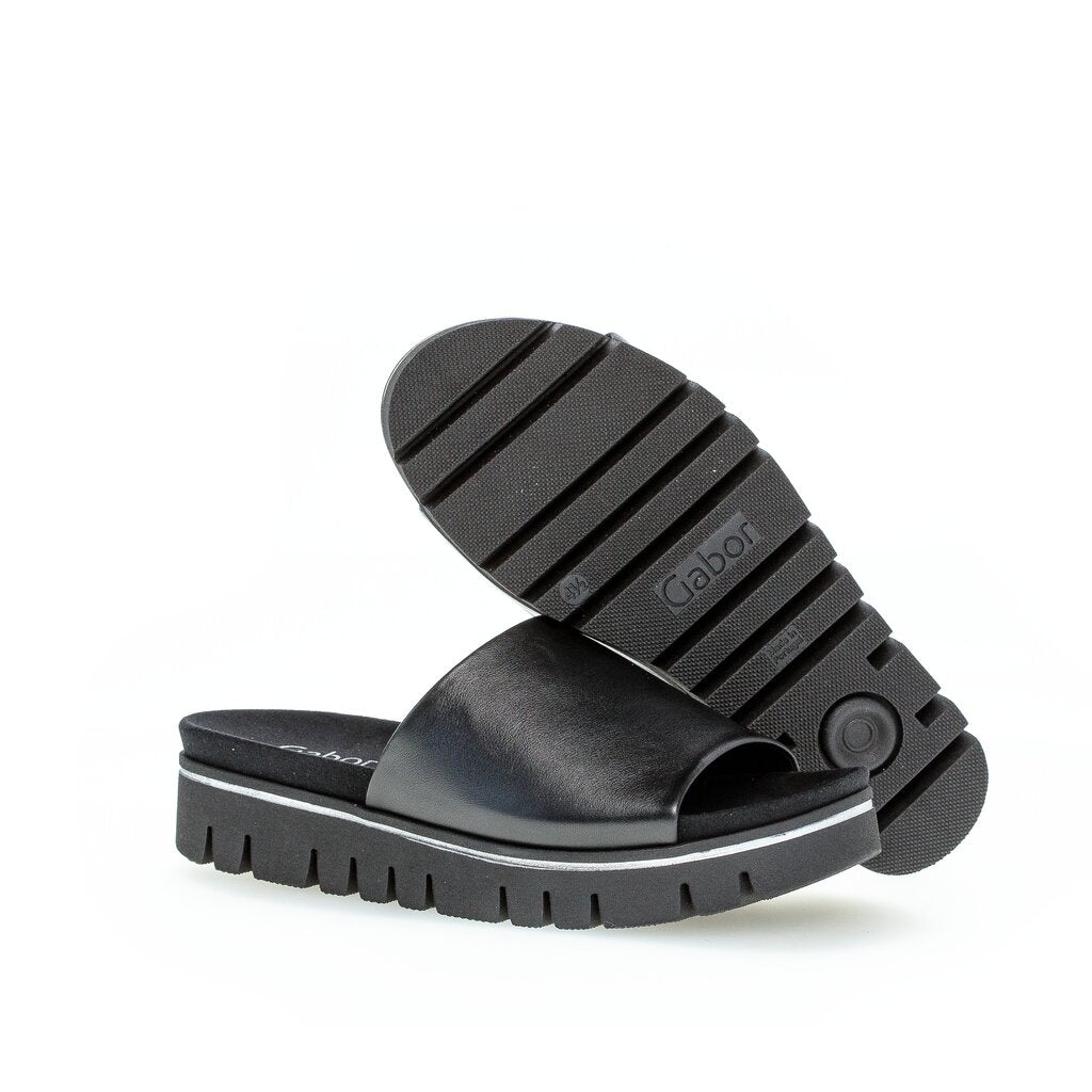 Gabor SLIPPER SMOOTH LEATHER BLACK כפכפי גאבור לנשים