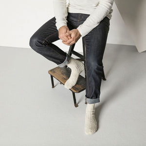 Birkenstock Cotton Slub M Beige White גרבי בירקנשטוק