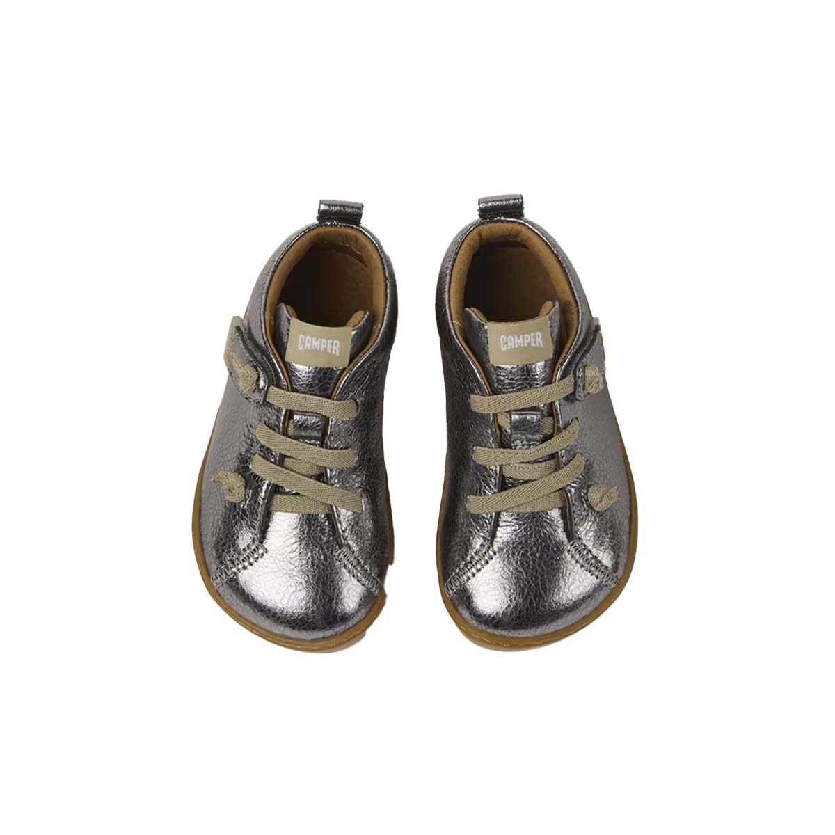 Camper Peu Metallic gray leather shoes for kids נעלי תינוקות קמפר