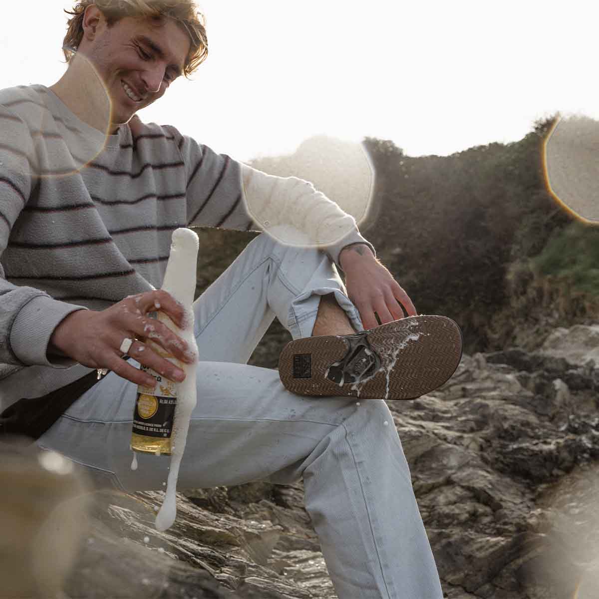 Reef Fanning Slide Black Silver כפכפי גברים ריף