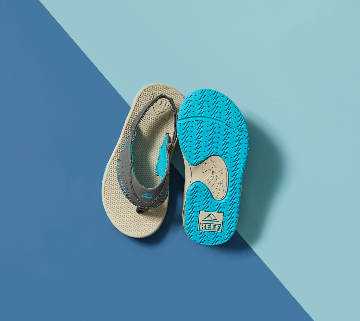 Reef Little Fanning Grey Aqua Oak כפכפי תינוקות ריף