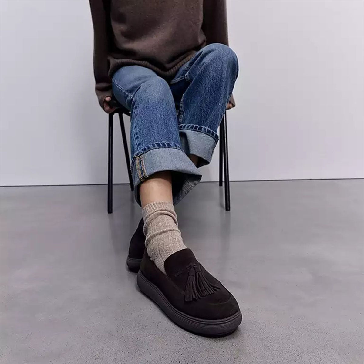 Fit Flop Iq-Comff Tassel Loafers Chocolate Brown נעלי איי קיו קומף חום