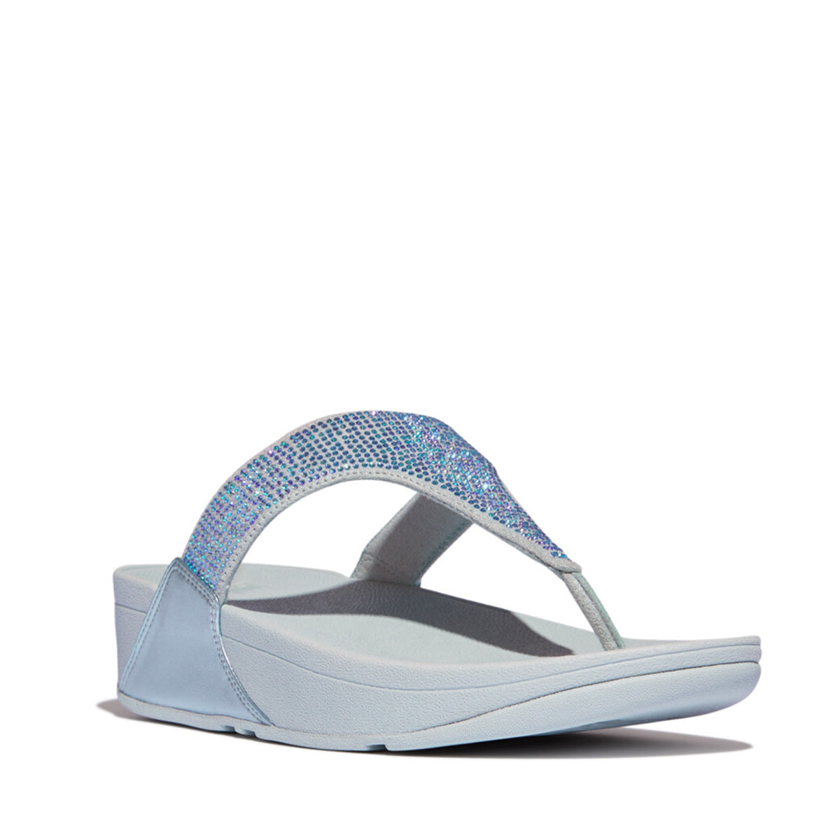 Fit Flop Lulu Crystal Embellished Toe Post Sandals Quiet Blue לולו טו פוסט כחול