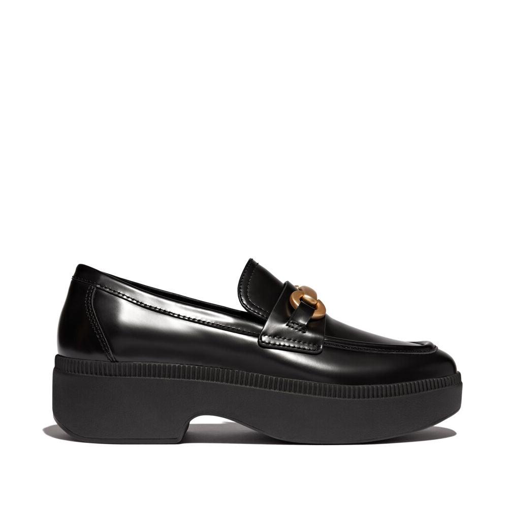 Fit-Flop F-Luma Chunky Wedge Loafers Black פיט פלופ פ-לומה צאנקי שחור נשים