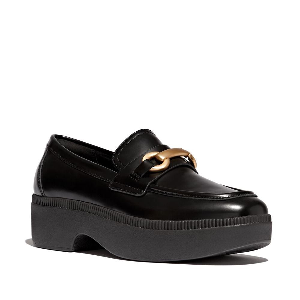 Fit-Flop F-Luma Chunky Wedge Loafers Black פיט פלופ פ-לומה צאנקי שחור נשים