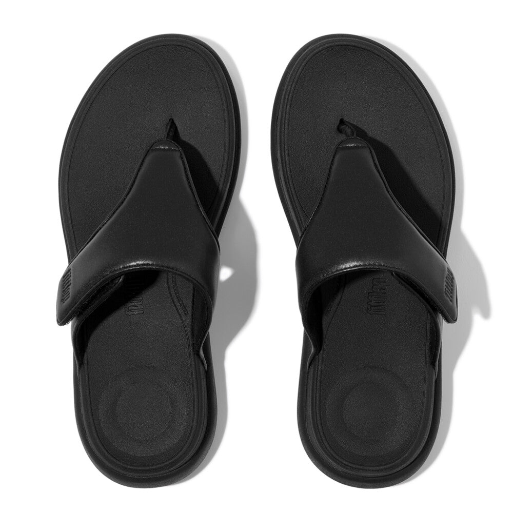 Fit Flop F-Mode Go Adjustable Flatform Toe Post Sandals All Black סנדלי נשים פיט פלופ