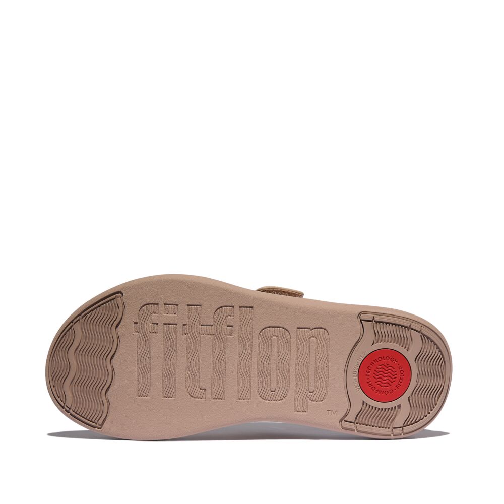 Fit Flop F-Mode Go Adjustable Flatform Toe Post Sandals Classic Beige פיטפלופ סנדלי נשים