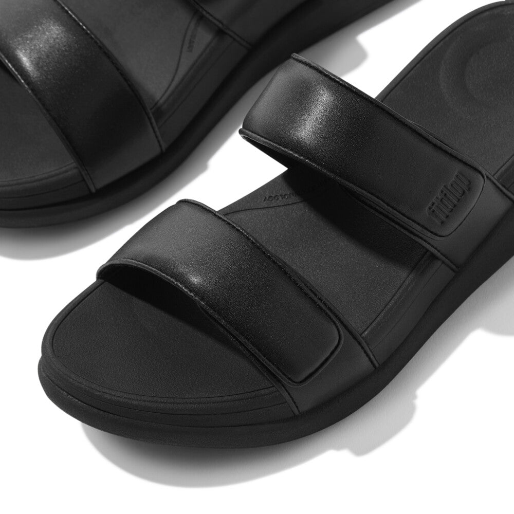 Fit Flop F-Mode Go Adjustable Flatform Two-Bar Slides All Black פ-מוד סלייד שחור