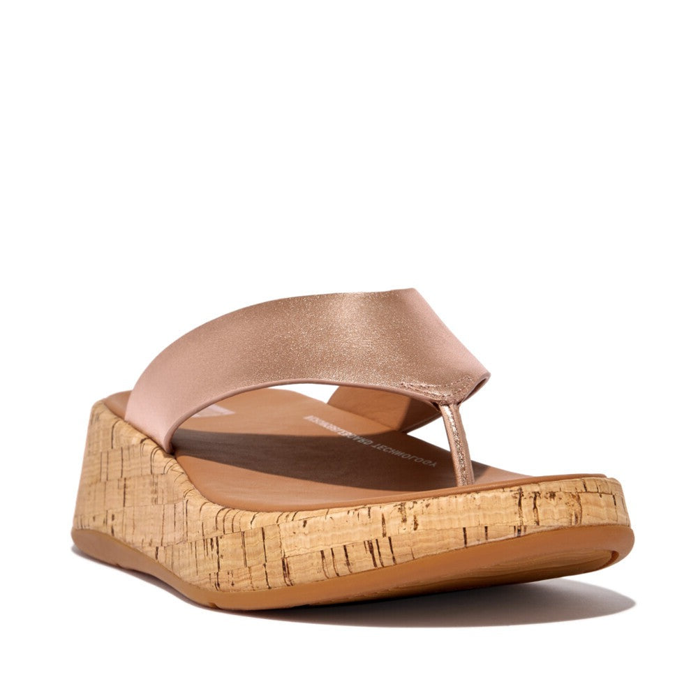 Fit Flop F-Mode Cork Flatform Toe-Post Sandals Rose Gold כפכפי פיט פלופ