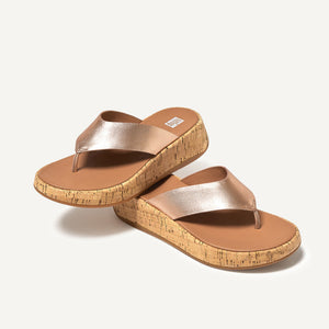 Fit Flop F-Mode Cork Flatform Toe-Post Sandals Rose Gold כפכפי פיט פלופ