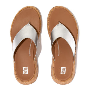 Fit Flop F-Mode Cork Flatform Toe-Post Sandals Silver כפכפי פיט פלופ