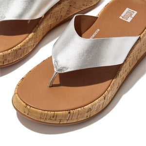 Fit Flop F-Mode Cork Flatform Toe-Post Sandals Silver כפכפי פיט פלופ