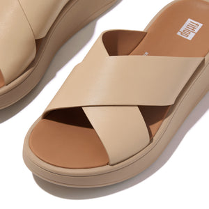 Fit Flop F-Mode Flatform Cross Slides Latte Beige כפכפי פיט פלופ