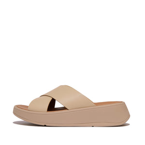 Fit Flop F-Mode Flatform Cross Slides Latte Beige כפכפי פיט פלופ