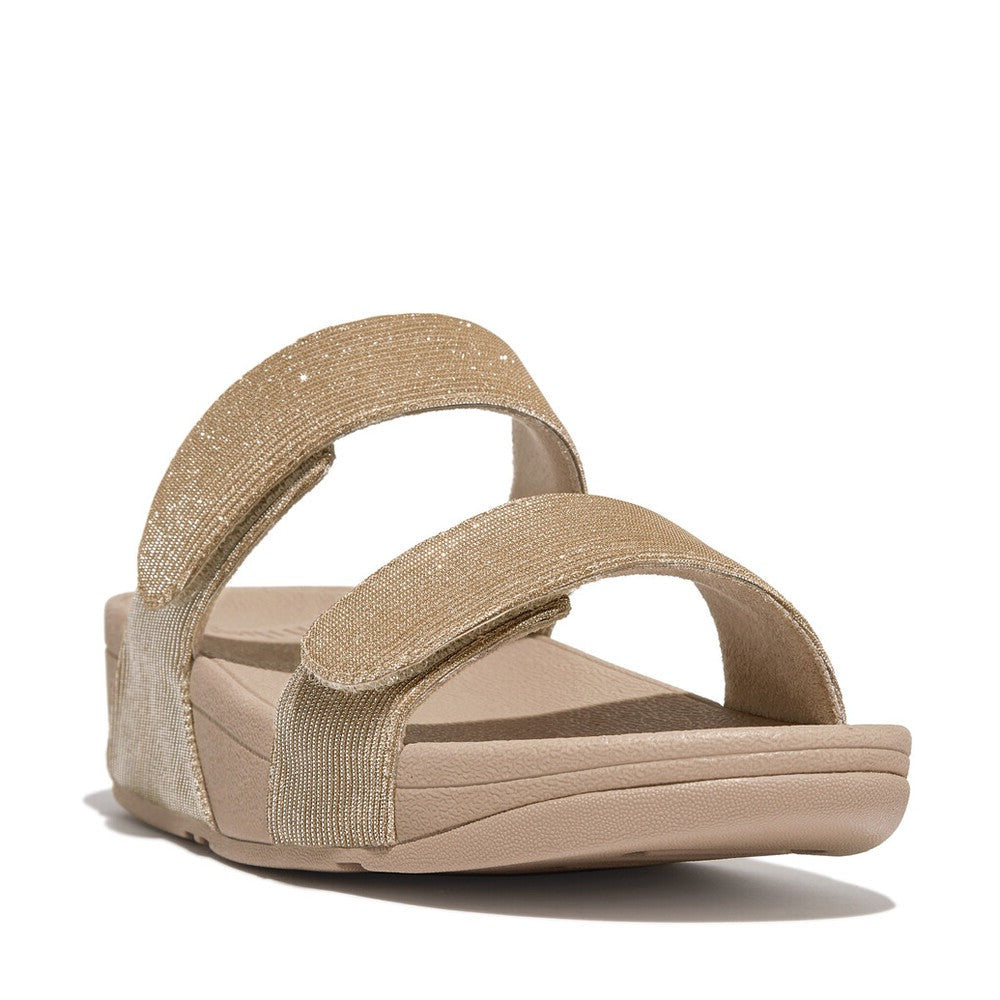 Fit Flop Lulu Adjustable Shimmerlux Slides Beige כפכפי פיט פלופ