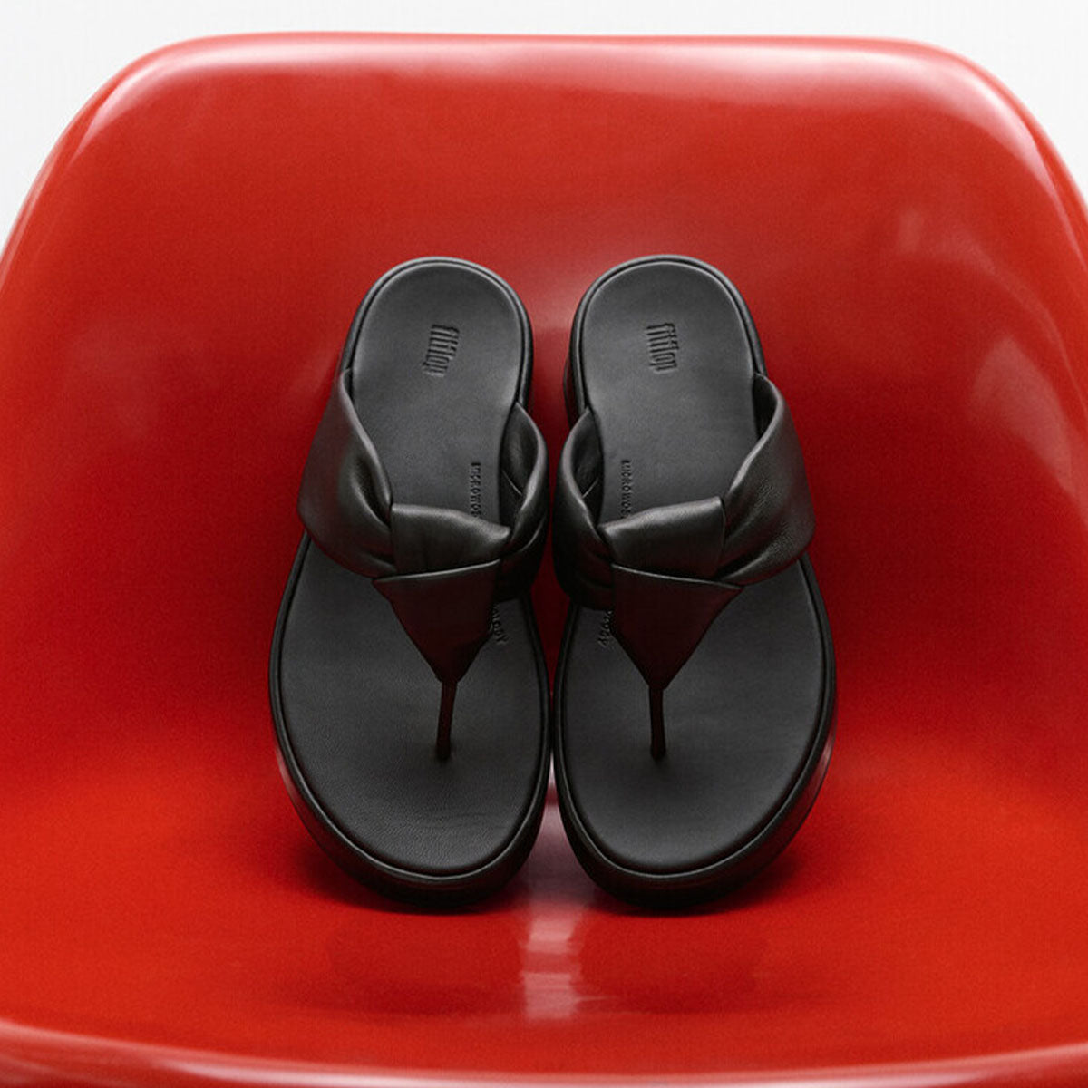 Fit Flop F-Mode Knot Soft Leather Flatform Toe Post כפכפי נשים פיט פלופ