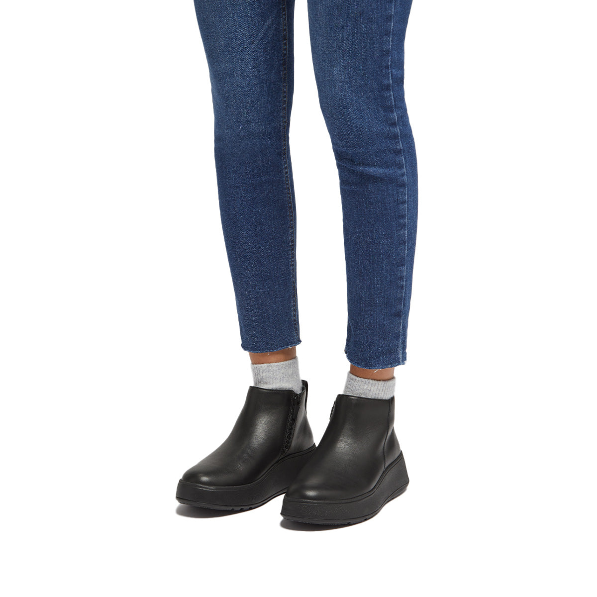 Fit-Flop F-Mode Flatform Zip Ankle Boots Black פ-מוד פלאט פורם שחור נשים