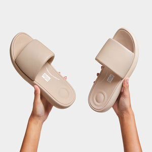 Fit Flop Iqushion D-Luxe Padded Slides Stone Beige כפכפי פיט פלופ