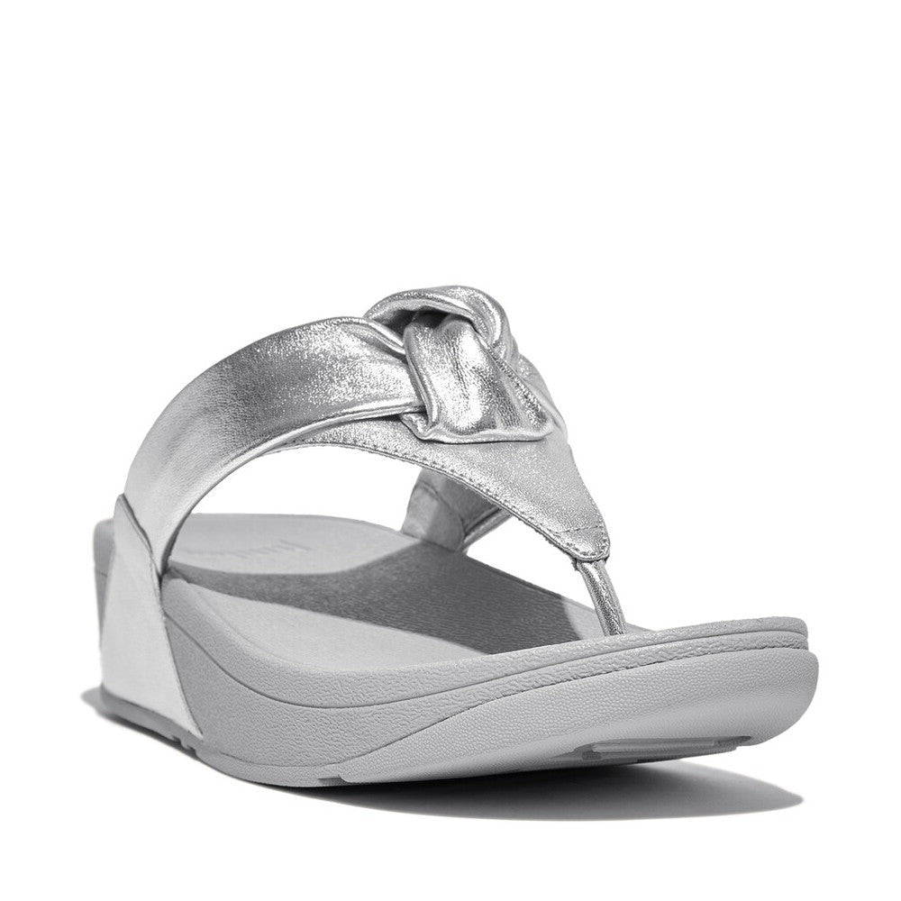 Fit Flop Lulu Padded Knot Metallic Toe Post Sandals Silver כפכפי פיט פלופ