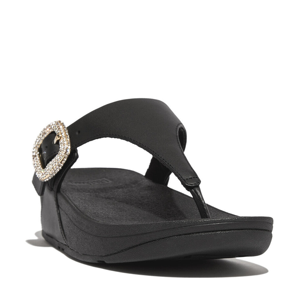 Fit Flop Lulu Crystal-Buckle Toe Post Sandals Black לולו קריסטל אבזם טו פוסט שחור