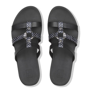 Fit Flop Hoopla Slide Black Snake כפכפי פיט פלופ