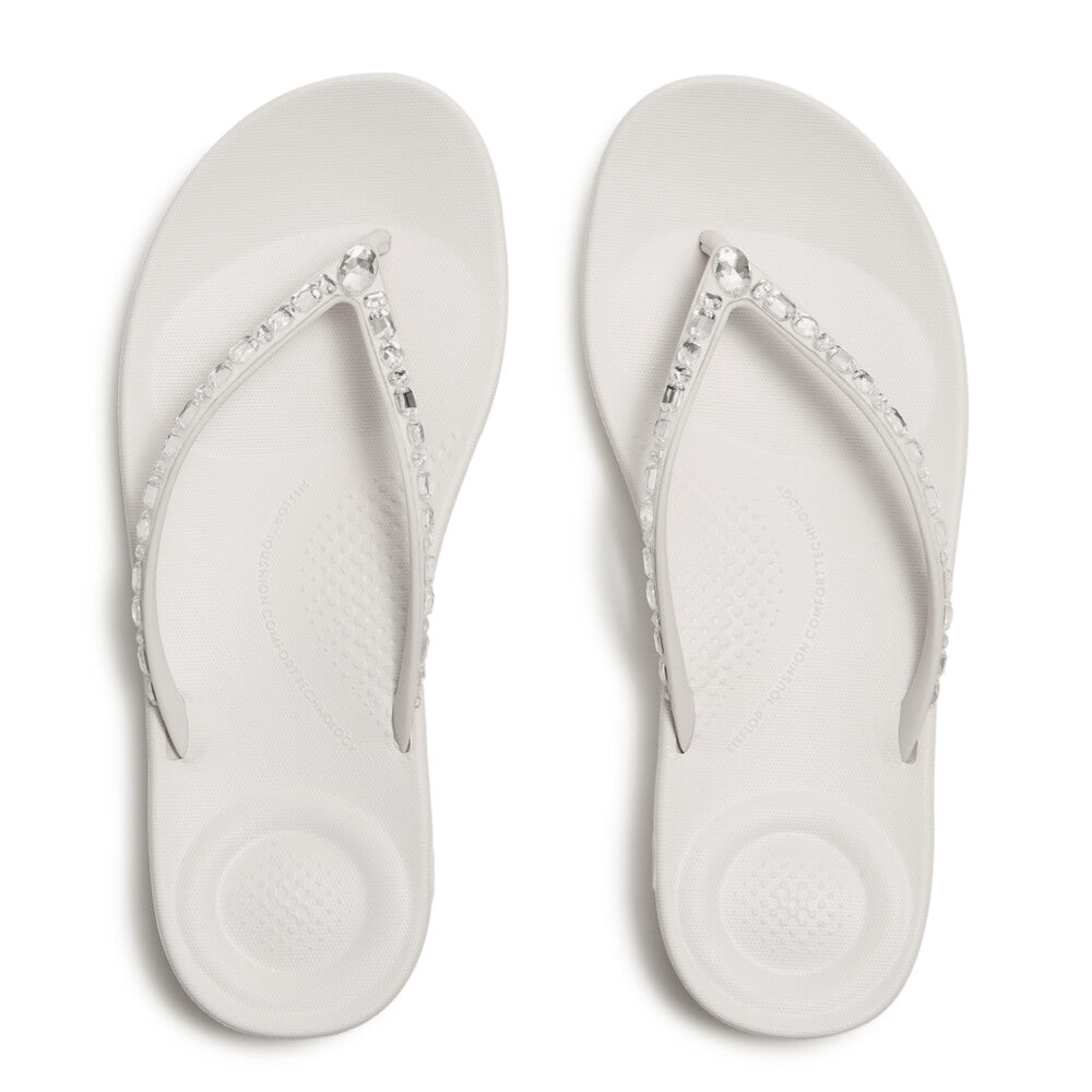 Fit Flop Iqushion Multi Tone Crystal Adornment Urban White כפכפי פיטפלום לנשים