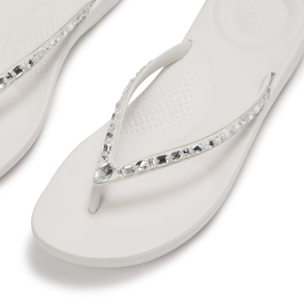 Fit Flop Iqushion Multi Tone Crystal Adornment Urban White כפכפי פיטפלום לנשים