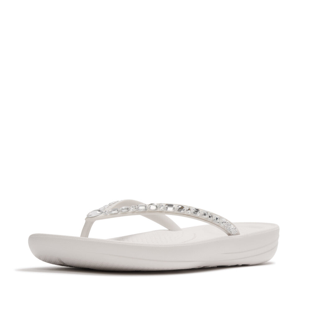 Fit Flop Iqushion Multi Tone Crystal Adornment Urban White כפכפי פיטפלום לנשים