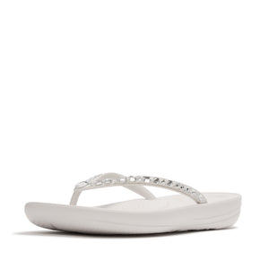 Fit Flop Iqushion Multi Tone Crystal Adornment Urban White כפכפי פיטפלום לנשים