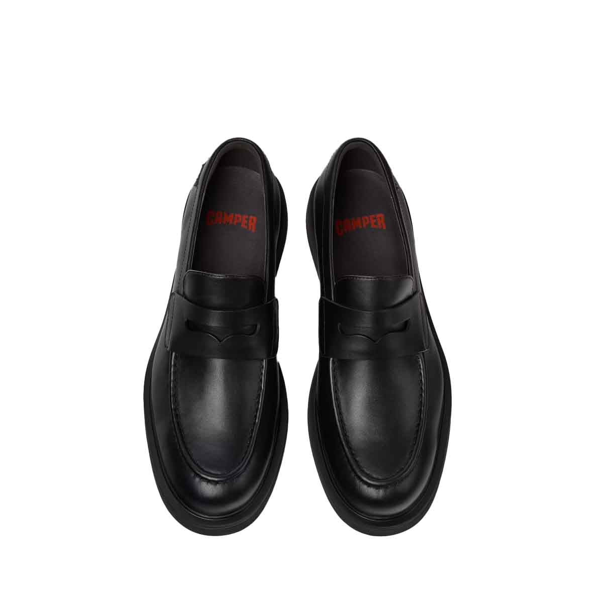 Camper Norman Black Leather Shoes for Men נעלי מוקסין לגברים