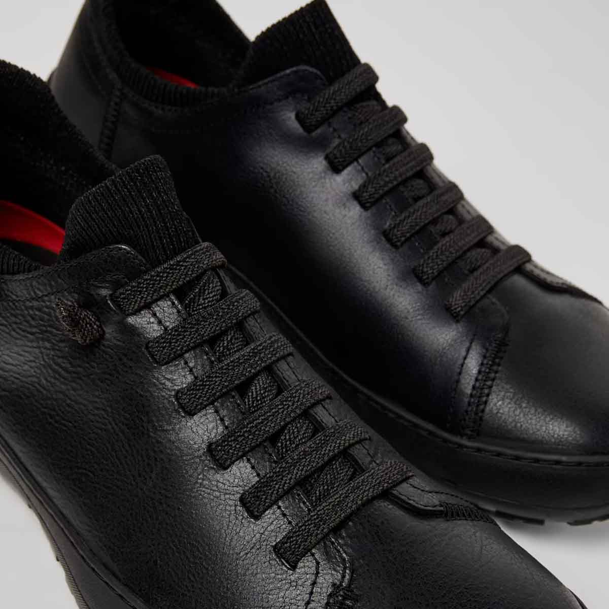 Camper Peu Serra Black Regenerative Leather and Textile Shoes for Men סניקרס קמפר לגברים