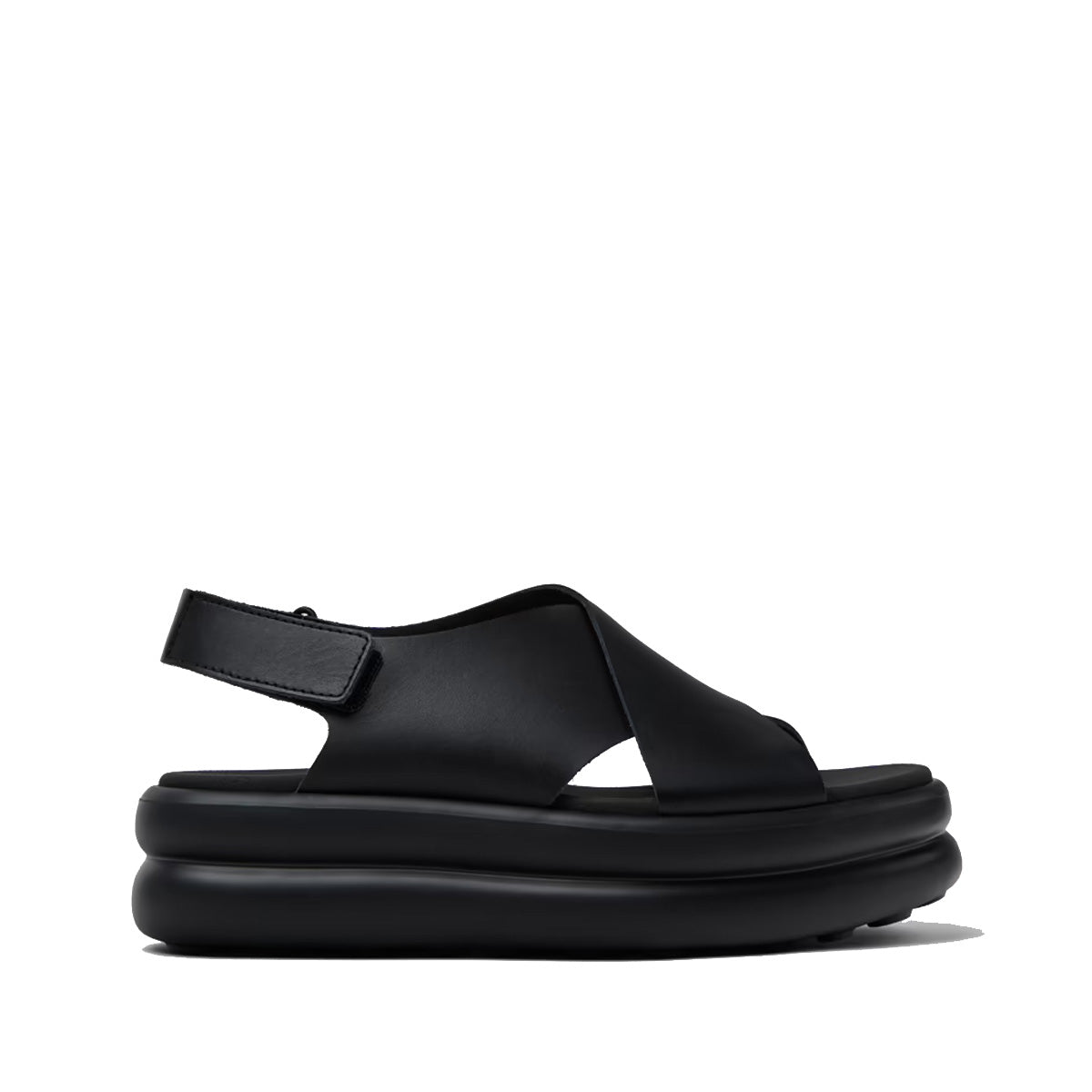Camper Pelotas Flota Up Black Leather Sandals for Women.