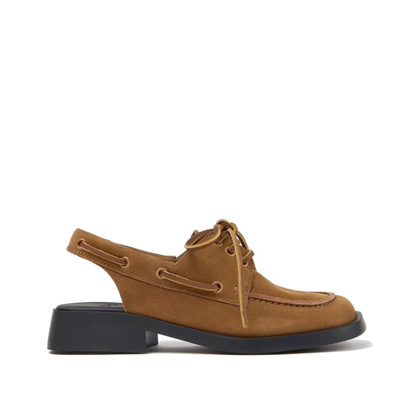 Camper Donna Brown Nubuck Leather Semi-Open Shoes for Women סנדלי קמפר לנשים סנדלי נשים