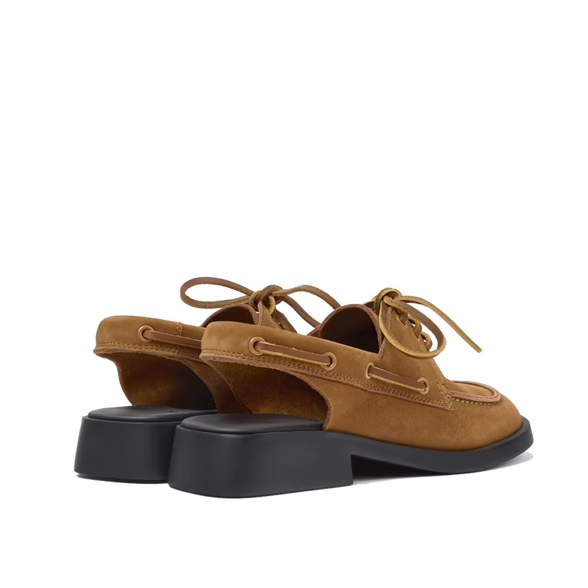 Camper Donna Brown Nubuck Leather Semi-Open Shoes for Women סנדלי קמפר לנשים סנדלי נשים
