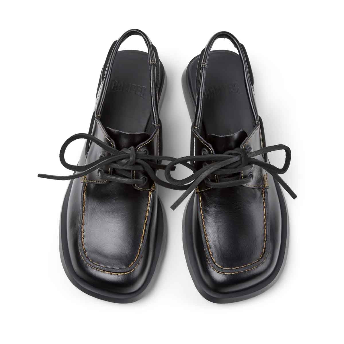 Camper Donna Black Leather Semi-Open Shoes for Women סנדלי קמפר לנשים סנדלי נשים