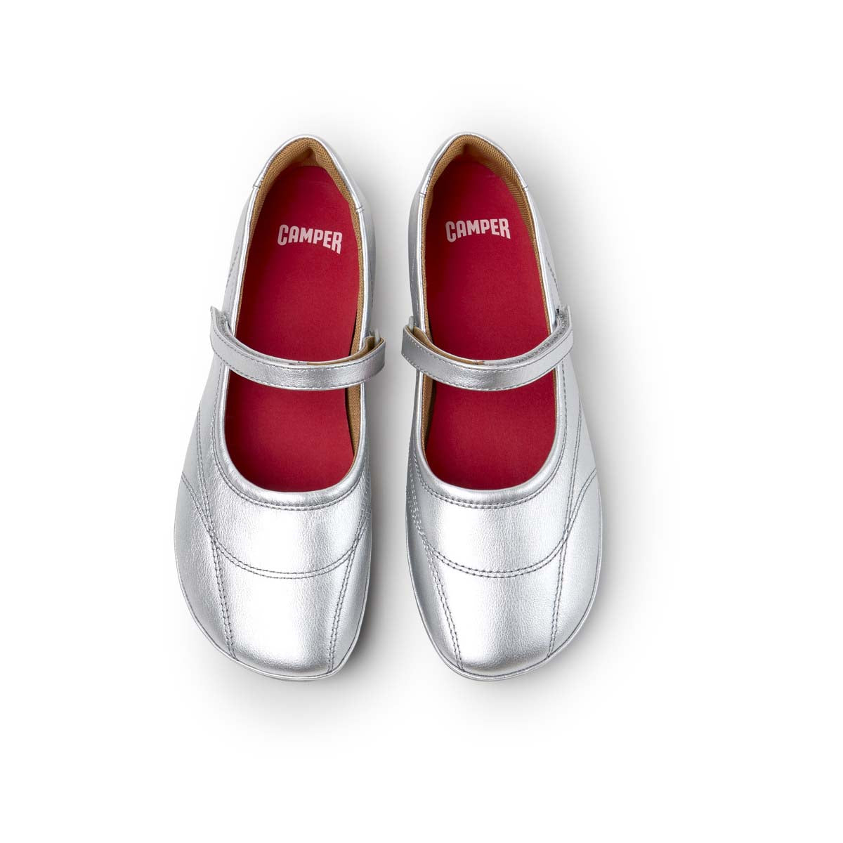 Camper Right Nina Gray Leather Ballerinas נעלי בובה קמפר לנשים