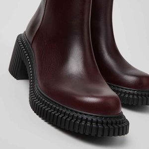 Camper Pix London Burgundy Leather Mid Boots for Women מגפי נשים קמפר