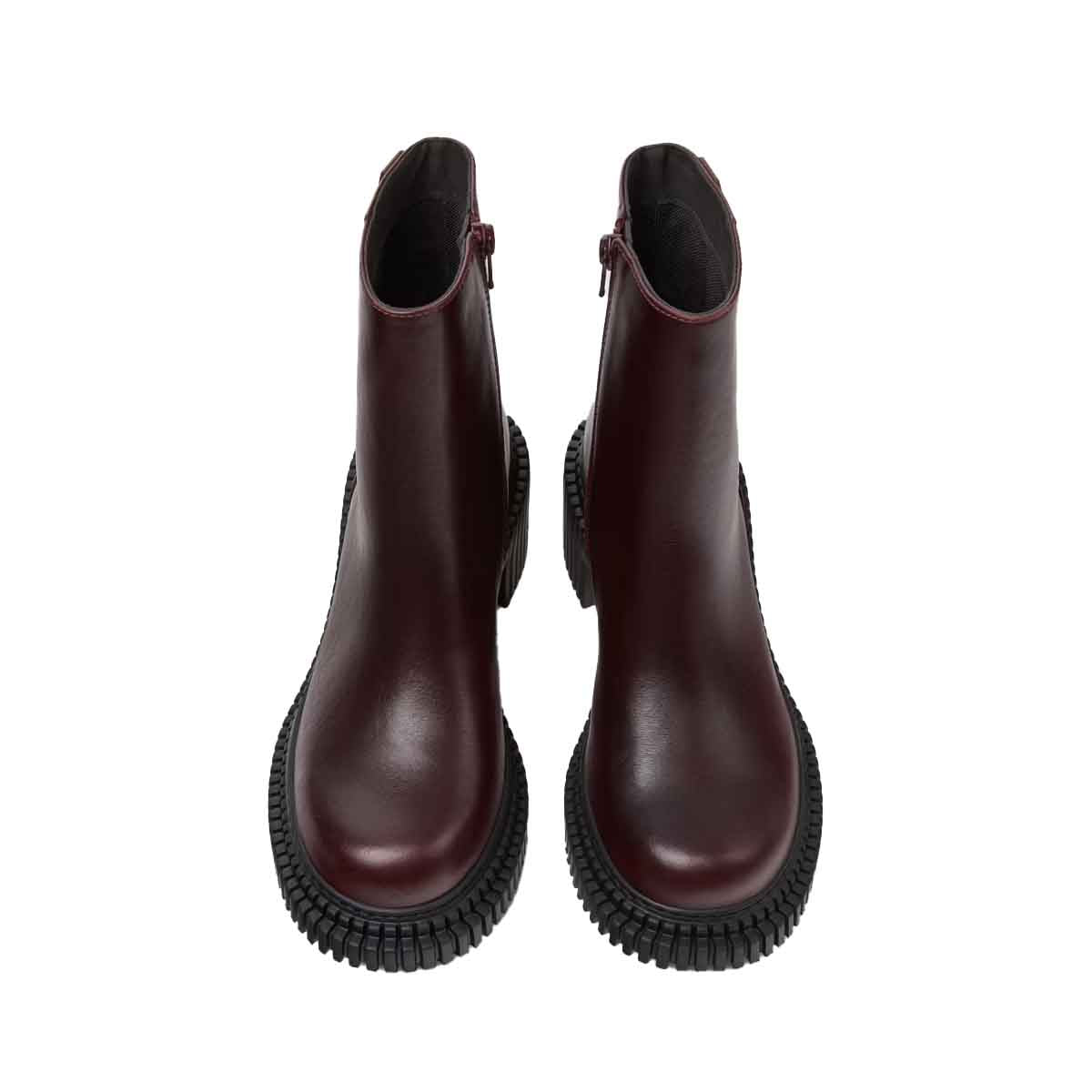 Camper Pix London Burgundy Leather Mid Boots for Women מגפי נשים קמפר