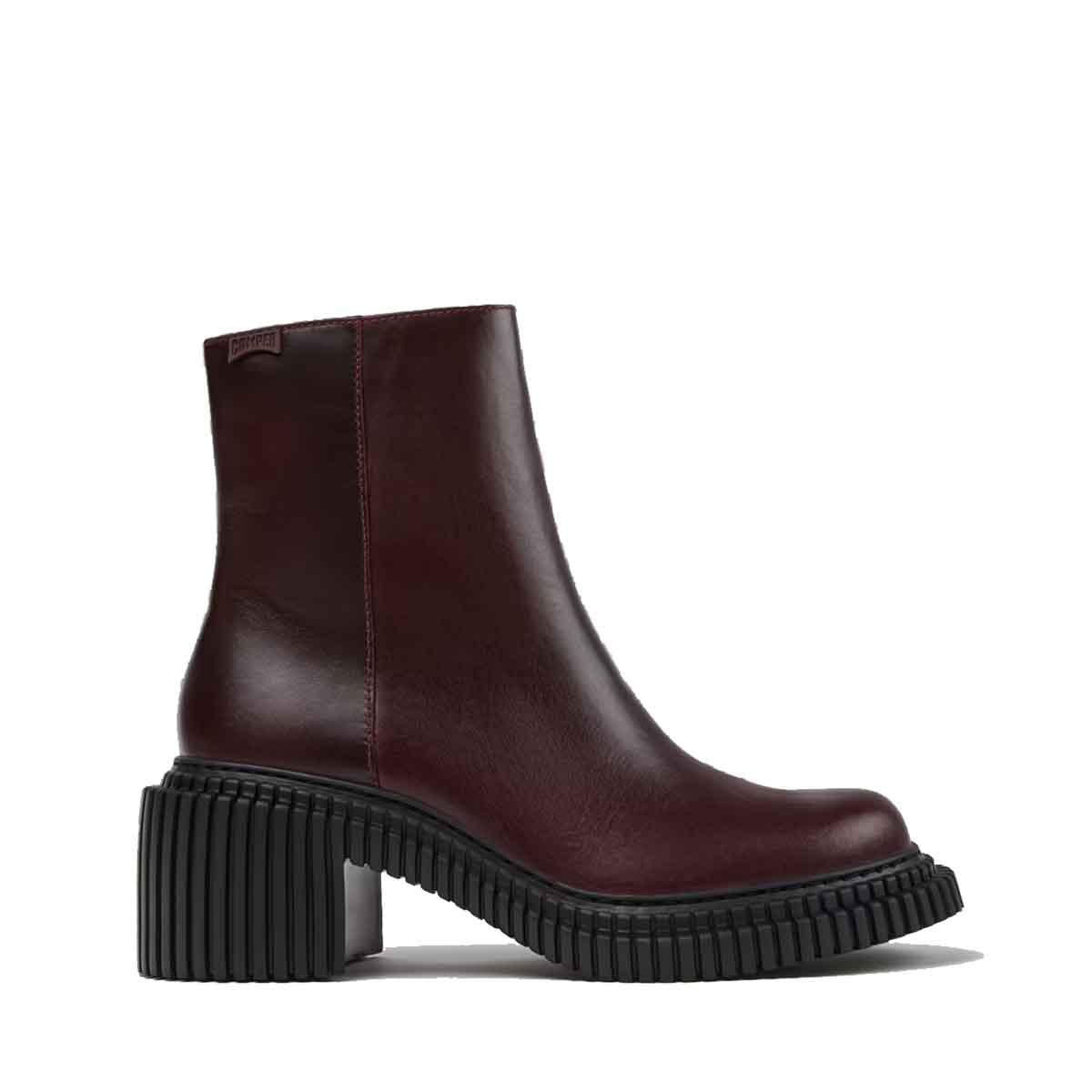 Camper Pix London Burgundy Leather Mid Boots for Women מגפי נשים קמפר