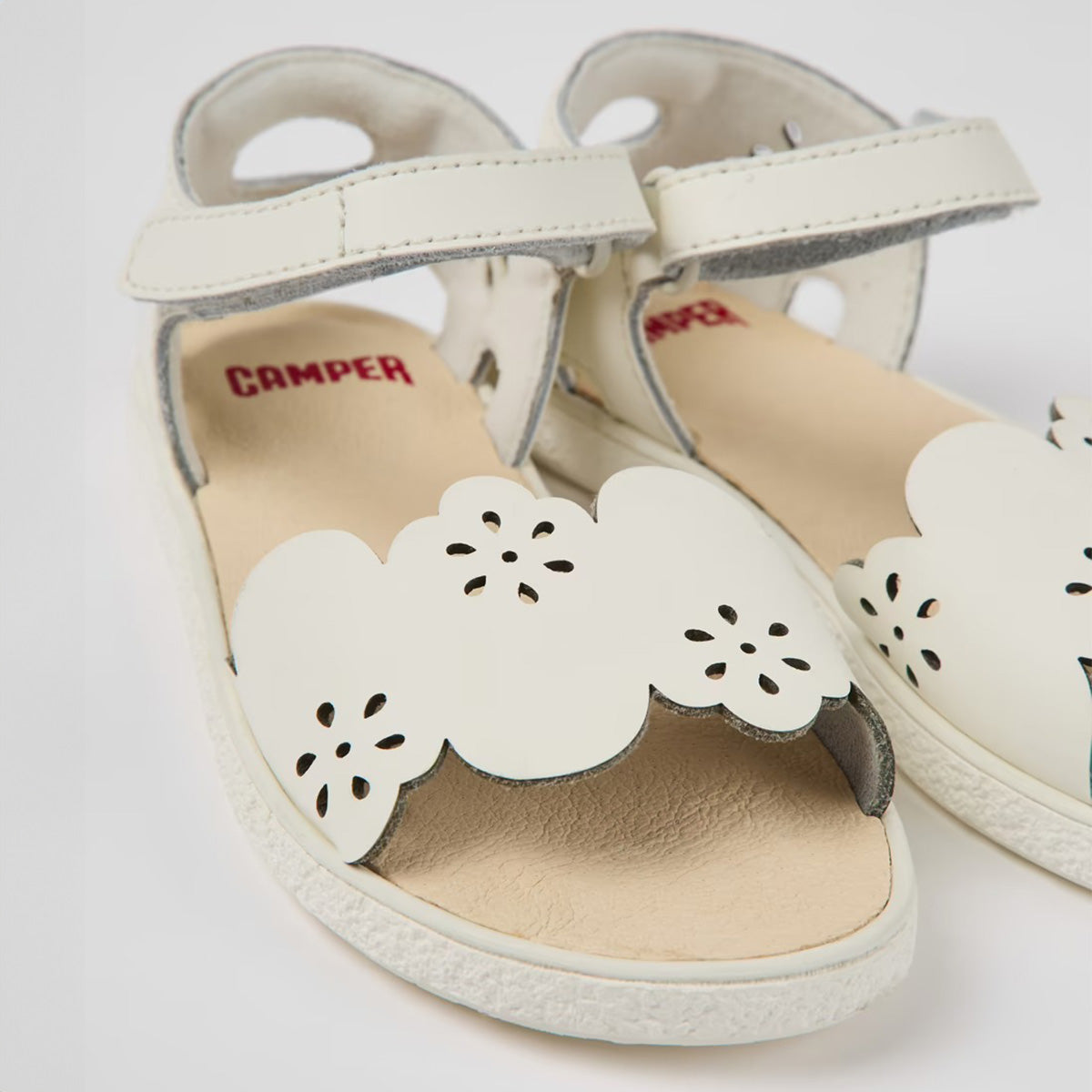 Camper Miko White leather sandals for girls קמפר סנדלי ילדים