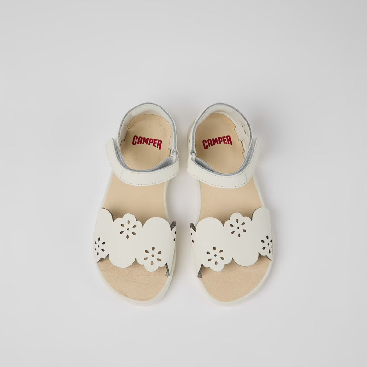 Camper Miko White leather sandals for girls קמפר סנדלי ילדים